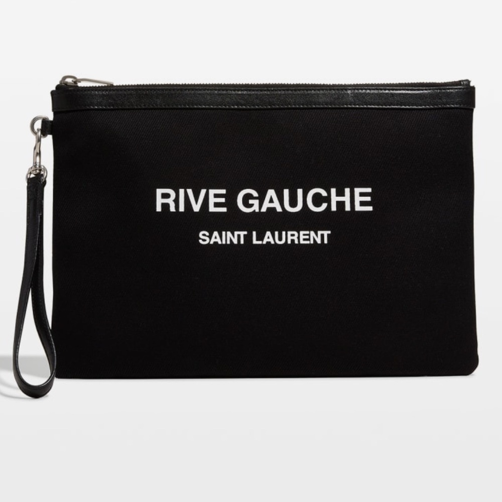 Saint Laurent Black Rive Gauche Clutch pouch bag